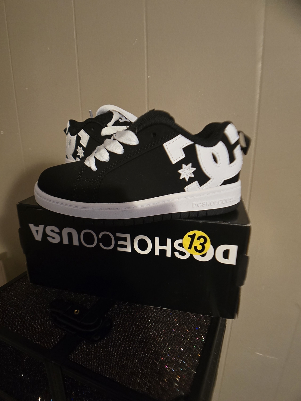 DC Kids' Black and White Skate Sneakers